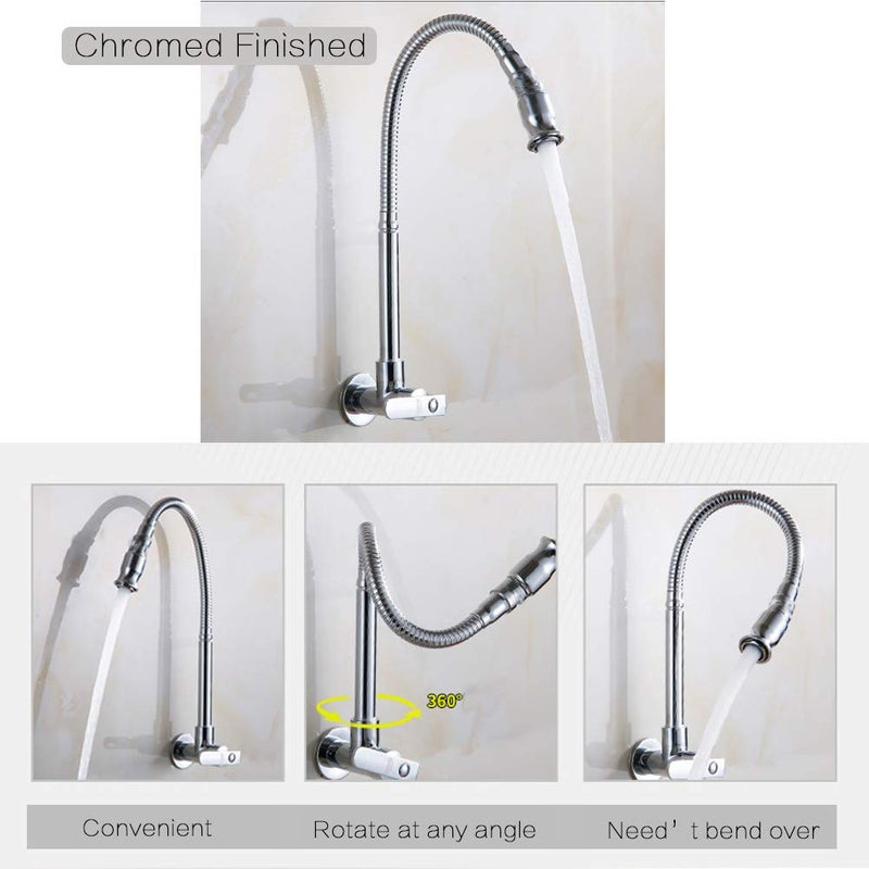 StoHua Kitchen Sink Faucets 360 Rotatable Single Lever Stainless Steel Wall-Mounted Kitchen Tap Ktichen Faucet Chrome Finished - Image 2